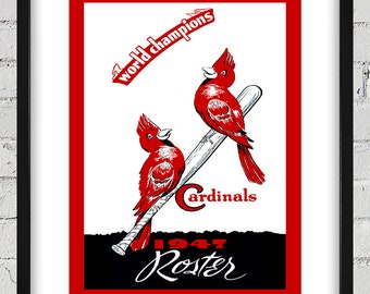 1947 Vintage St Louis Cardinals Baseball Roster Cover - Digital Reproduction