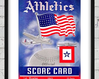 1943 Vintage Philadelphia Athletics Scorecard Cover - Digital Reproduction