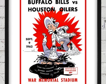 1962 Vintage Houston Oilers - Buffalo Bills Football Program Cover - Digital Reproduction