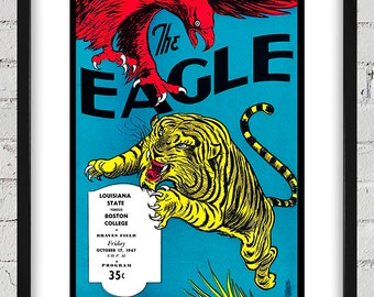 1947 Vintage Louisiana State - Boston College Eagles Football Program Cover - Digital Reproduction