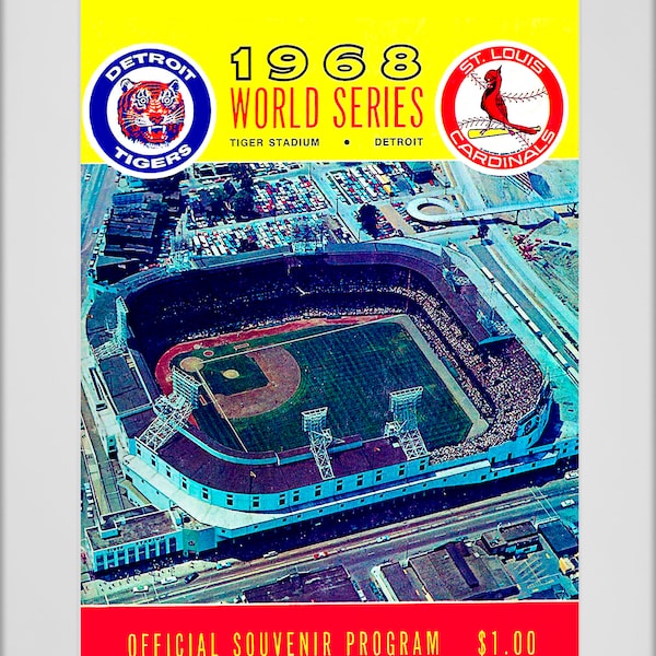 1968 Vintage St Louis Cardinals - Detroit Tigers World Series Program Cover - Digital Reproduction -Print or Matted or Framed