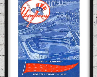 1958 Vintage New York Yankees Scorebook Cover - Digital Reproduction