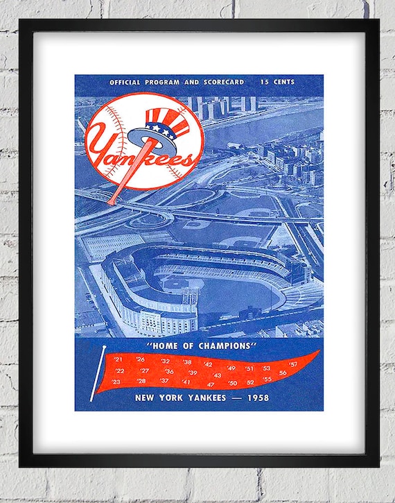 1958 Vintage New York Yankees Scorebook Cover - Digital Reproduction