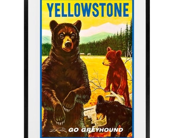 1960's Vintage Yellowstone Travel Poster - Greyhound - Digital Reproduction