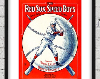1912 Vintage Boston Red Sox Speed Boys Song Sheet Cover - Digital Reproduction