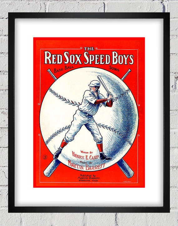 1912 Vintage Boston Red Sox Speed Boys Song Sheet Cover - Digital Reproduction