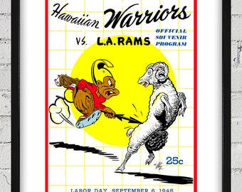 1948 Vintage Los Angeles Rams - Hawaiian Warriors Football Program Cover - Digital Reproduction