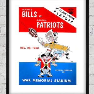 1963 Vintage Boston Patriots - Buffalo Bills Football Playoff Program - Digital Reproduction