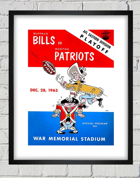 1963 Vintage Boston Patriots - Buffalo Bills Football Playoff Program - Digital Reproduction