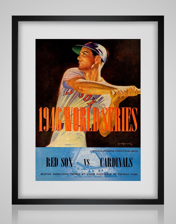 1946 Vintage Boston Red Sox - St Louis Cardinals World Series Program Cover - Digital Reproduction - Print or Matted or Framed