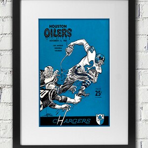1960 Vintage Houston Oilers - Los Angeles Charges Football Program Cover - Digital Reproduction