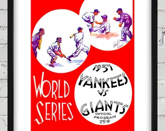 1937 Vintage Yankees vs Giants World Series Program Cover - Digital Reproduction
