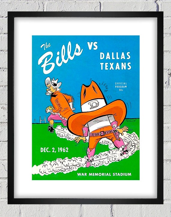 1962 Vintage Dallas Texans - Buffalo Bills Football Program Cover - Digital Reproduction