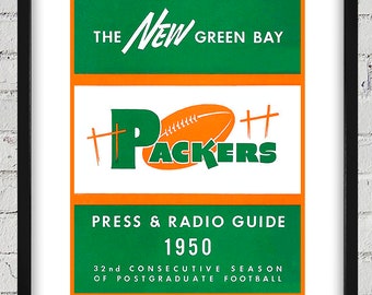 1950 Vintage Green Bay Packers Football Media Guide Cover - Digital Reproduction