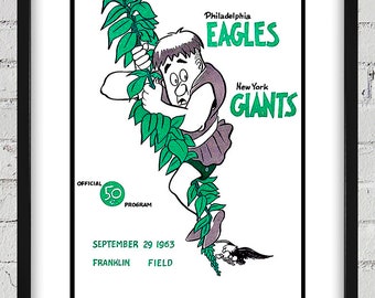 1963 Vintage Philadelphia Eagles - New York Giants Football Program Cover - Digital Reproduction