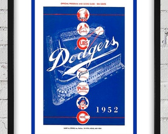 1952 Vintage Brooklyn Dodgers Program Cover - Digital Reproduction