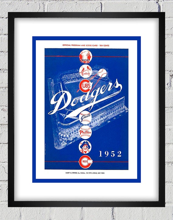 1952 Vintage Brooklyn Dodgers Program Cover - Digital Reproduction - Print or Matted or Framed
