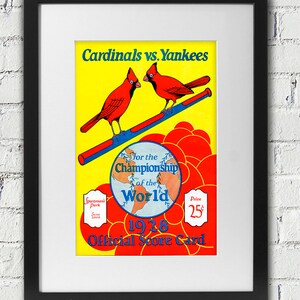Vintage 1928 St Louis Cardinals - Yankees de New York - couverture de carte de pointage de la série mondiale - Reproduction numérique