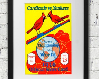 1928 Vintage St Louis Cardinals - New York Yankees - World Series Score Card Cover - Digital Reproduction