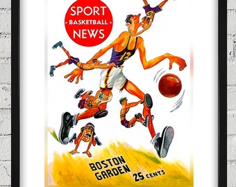1949- 1950 Vintage Boston Celtics Basketball Program Cover - Digital Reproduction