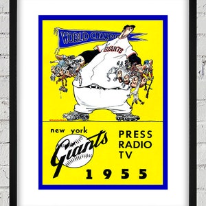 1955 Vintage New York Giants Baseball Press Guide Cover - World Champions - Digital Reproduction