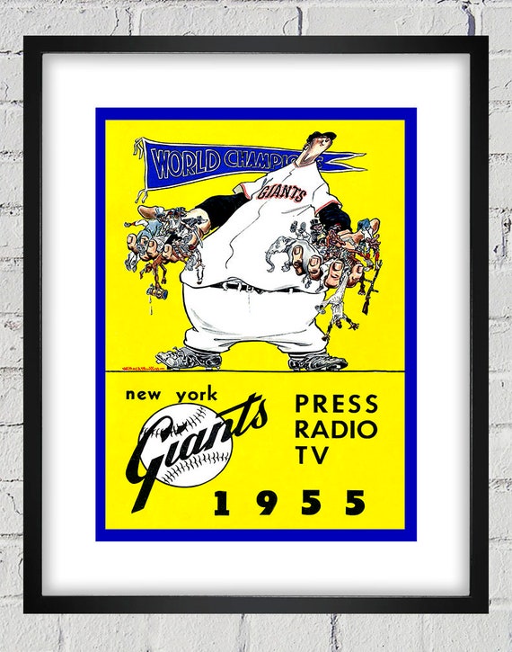1955 Vintage New York Giants Baseball Press Guide Cover - World Champions - Digital Reproduction