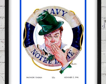 1946 Vintage Navy - Notre Dame - Football Program Cover - Digital Reproduction