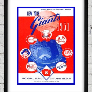1951 Vintage New York Giants Baseball Scorecard Cover - Digital Reproduction