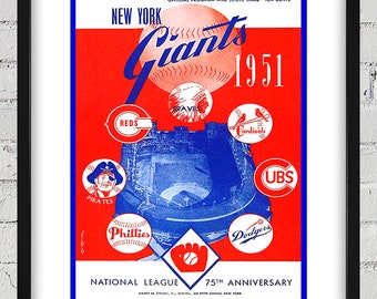 1951 Vintage New York Giants Baseball Scorecard Cover - Digital Reproduction
