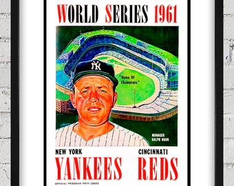 1961 Vintage Cincinnati Reds - New York Yankees  World Series Program Cover - Digital Reproduction