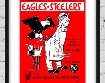 1963 Vintage Pittsburgh Steelers - Philadelphia Eagles Football Program Cover - Digital Reproduction