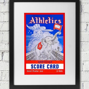 1942 Vintage Philadelphia Athletics Scorecard - Digital Reproduction