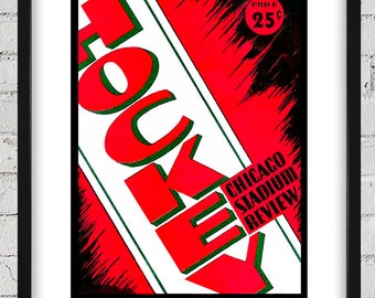 1947-1948 Vintage Chicago Black Hawks Hockey Program Cover - Chicago Stadium Review - Digital Reproduction