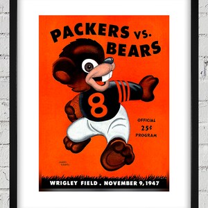 1947 Vintage Chicago Bears - Green Bay Packers Football Program Cover - Digital Reproduction