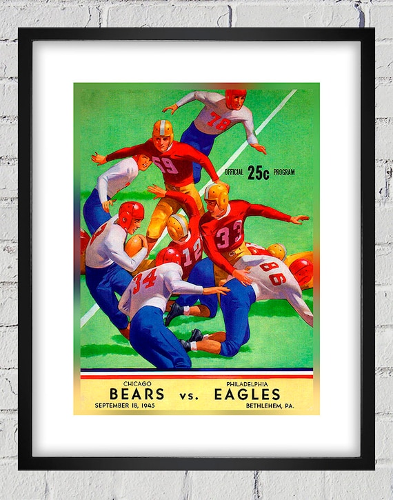 1945 Vintage Chicago Bears - Philadelphia Eagles Football Program Cover - Digital Reproduction