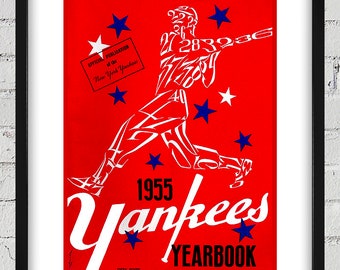 1955 Vintage New York Yankees Yearbook Cover - Digital Reproduction
