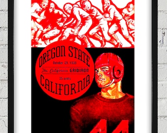 1938 Vintage California - Oregon State Football Program Cover - Digital Reproduction