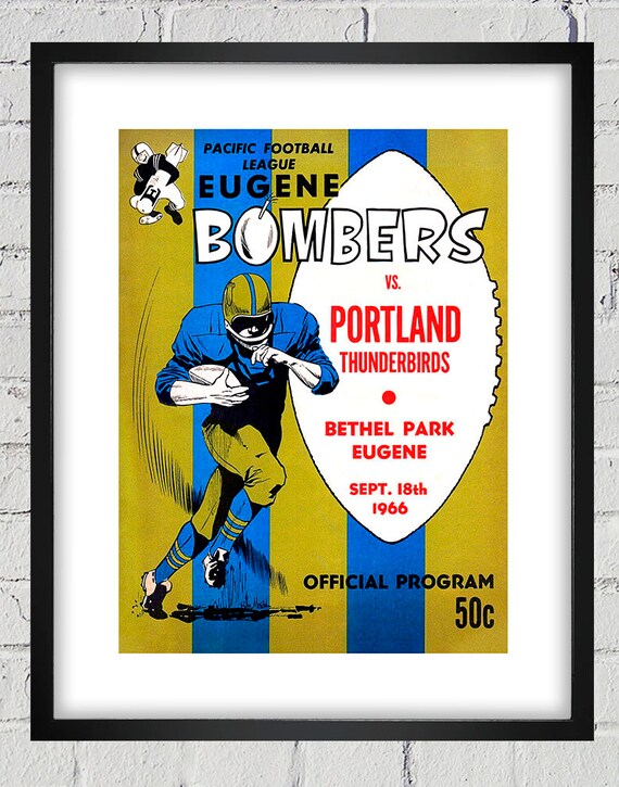 1966 Vintage Portland Thunderbirds - Eugene Bombers Football Program Cover - Digital Reproduction