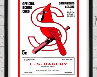 1939 Vintage Sacramento Solons Baseball Program Cover - Digital Reproduction