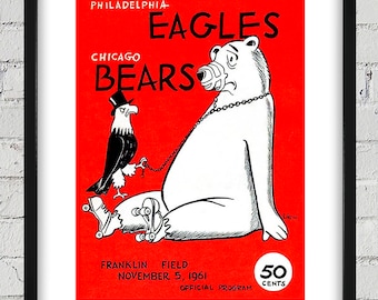 1961 Vintage Chicago Bears - Philadelphia Eagles Football Program - Digital Reproduction