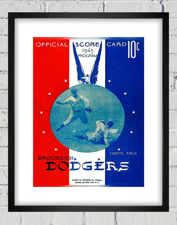 1943 Vintage Brooklyn Dodgers Program Cover - Digital Reproduction