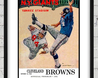 1963 Vintage Cleveland Browns - New York Giants Football Program Cover - Digital Reproduction