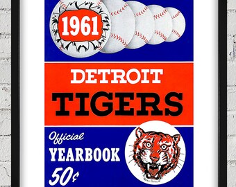 1961 Vintage Detroit Tigers Yearbook Cover - Digital Reproduction