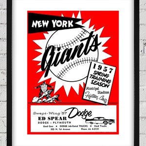 1957 Vintage New York Giants Baseball Spring Training Program Cover - Digital Reproduction