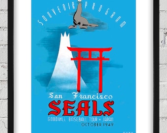 1949 Vintage San Francisco Seals Japan Tour Program Cover - Digital Reproduction