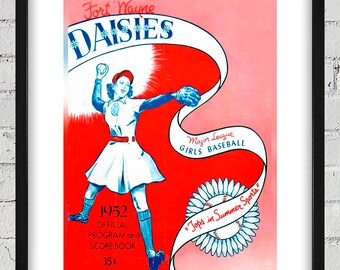 1952 Vintage Fort Wayne Daises Baseball Program Cover - Digital Reproduction