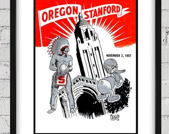 1957 Vintage University of Oregon Ducks - Stanford Football Program Cover - Digital Reproduction