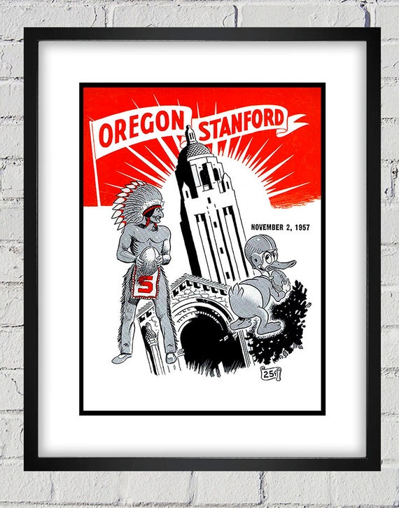 1957 Vintage University of Oregon Ducks - Stanford Football Program Cover - Digital Reproduction