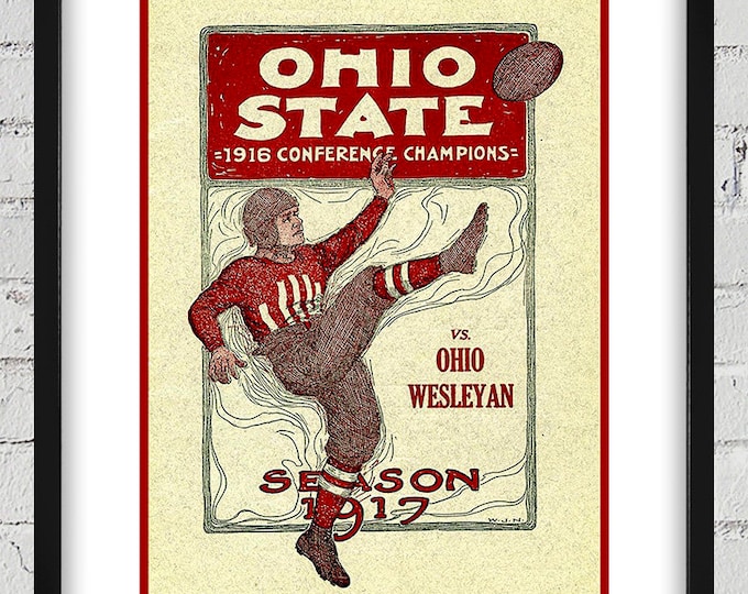 Featured listing image: 1917 Vintage Ohio State Football Program Cover - Digital Reproduction