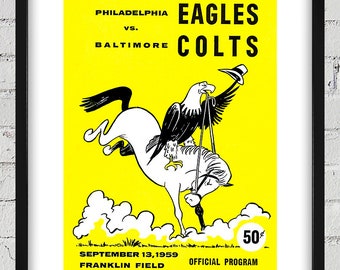 1959 Vintage Philadelphia Eagles - Baltimore Colts Football Program Cover - Digital Reproduction